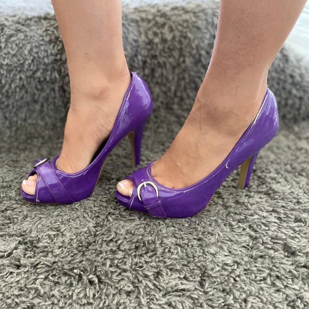 Wild Diva Purple Peep Toe Heels